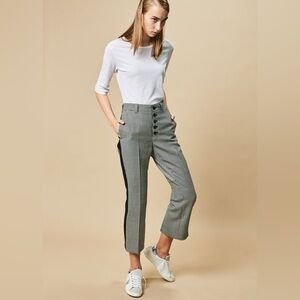 Shiro Sakai Houndstooth Cropped Flare Wool Trouser Pant Black and White size S